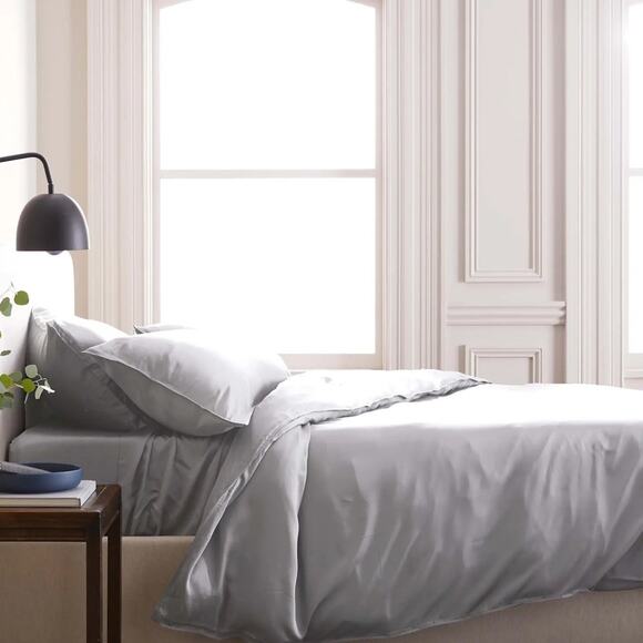 Quince Bamboo Duvet Cover Set Light Grey Size Full/Queen - Picture 4 of 9